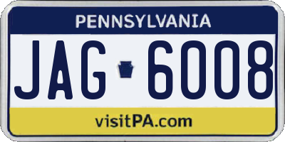 PA license plate JAG6008