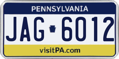 PA license plate JAG6012