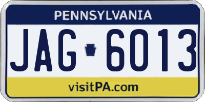 PA license plate JAG6013