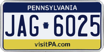 PA license plate JAG6025