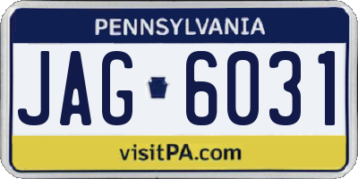 PA license plate JAG6031