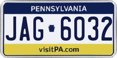 PA license plate JAG6032