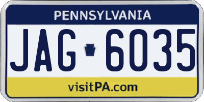 PA license plate JAG6035