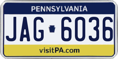 PA license plate JAG6036