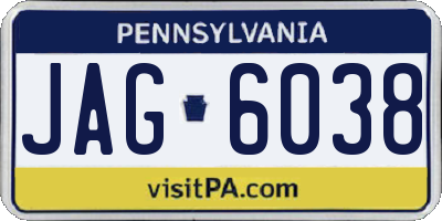 PA license plate JAG6038