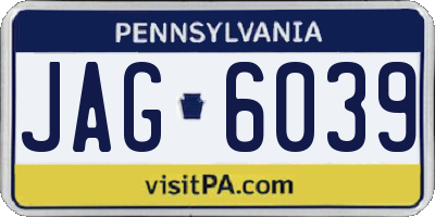 PA license plate JAG6039