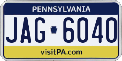 PA license plate JAG6040