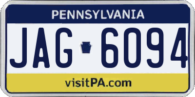 PA license plate JAG6094