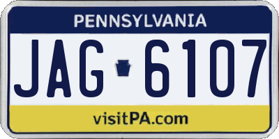 PA license plate JAG6107