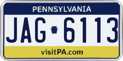 PA license plate JAG6113