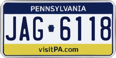 PA license plate JAG6118