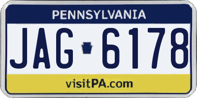 PA license plate JAG6178