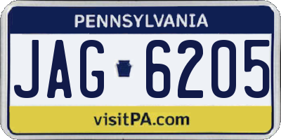 PA license plate JAG6205