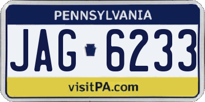 PA license plate JAG6233