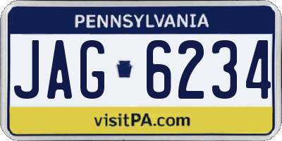 PA license plate JAG6234
