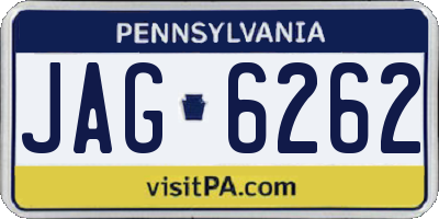 PA license plate JAG6262