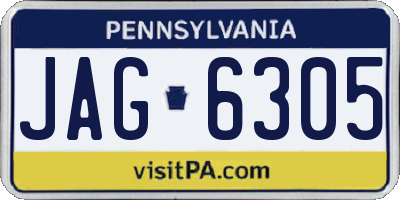 PA license plate JAG6305