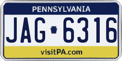PA license plate JAG6316