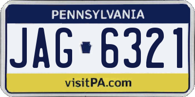PA license plate JAG6321