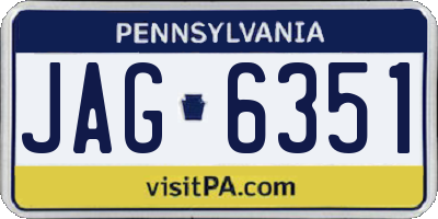 PA license plate JAG6351