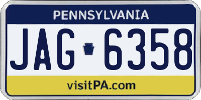 PA license plate JAG6358