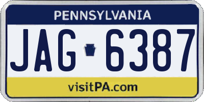 PA license plate JAG6387