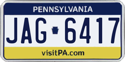 PA license plate JAG6417