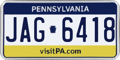 PA license plate JAG6418
