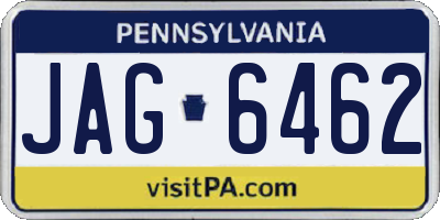 PA license plate JAG6462