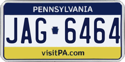 PA license plate JAG6464