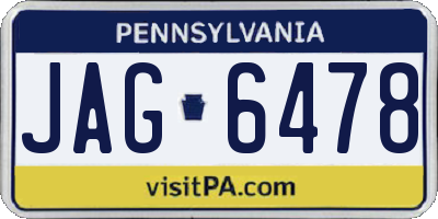 PA license plate JAG6478