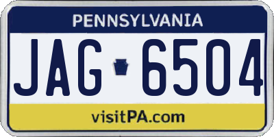 PA license plate JAG6504