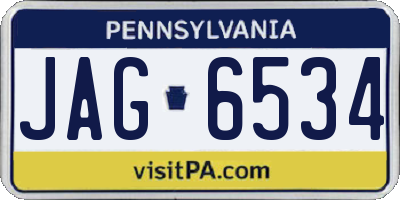PA license plate JAG6534
