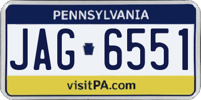 PA license plate JAG6551