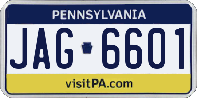 PA license plate JAG6601