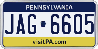 PA license plate JAG6605
