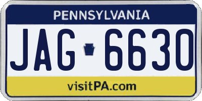 PA license plate JAG6630