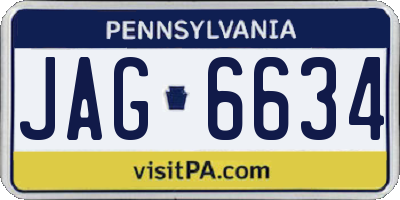 PA license plate JAG6634