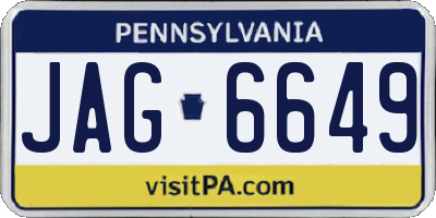 PA license plate JAG6649