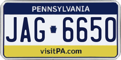 PA license plate JAG6650