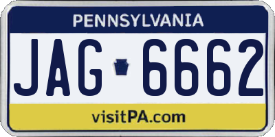 PA license plate JAG6662