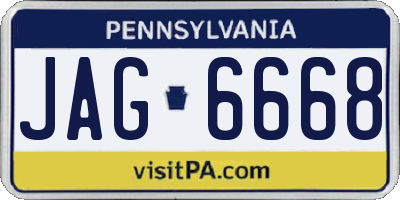 PA license plate JAG6668