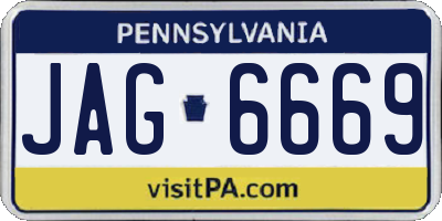 PA license plate JAG6669