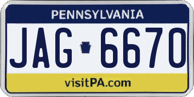 PA license plate JAG6670