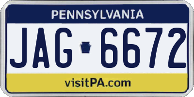 PA license plate JAG6672