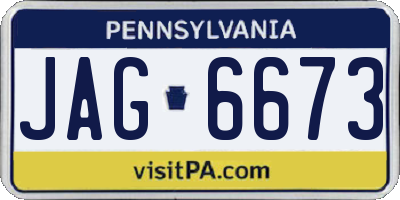 PA license plate JAG6673