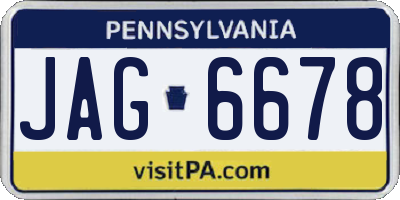 PA license plate JAG6678