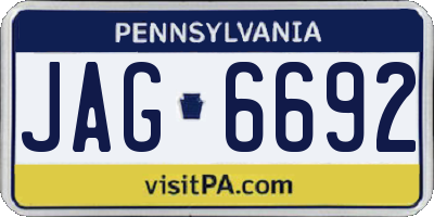 PA license plate JAG6692