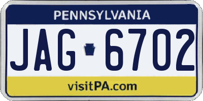 PA license plate JAG6702