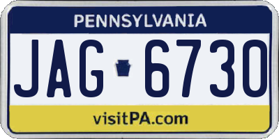 PA license plate JAG6730